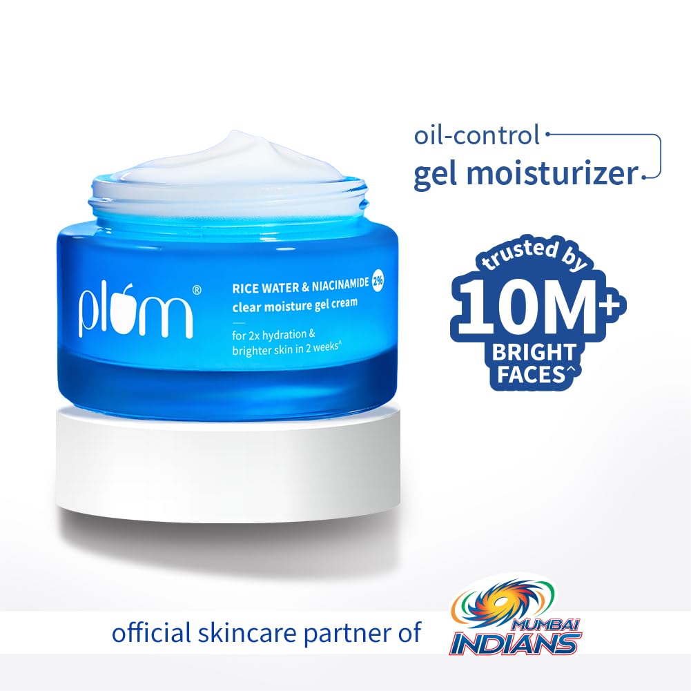 Plum 2% Niacinamide & Rice Water Superlight Gel Cream Moisturizer for Face | Oil-Free Hydration | Brightens, Fades Blemishes | Dermat-Tested | All Skin Types | Women & Men | 100% Vegan | 50 g Plum 2% Niacinamide & Rice Water Superlight Gel Cream Moisturizer for Face | Oil-Free Hydration | Brightens, Fades Blemishes | Dermat-Tested | All Skin Types | Women & Men | 100% Vegan | 50 g