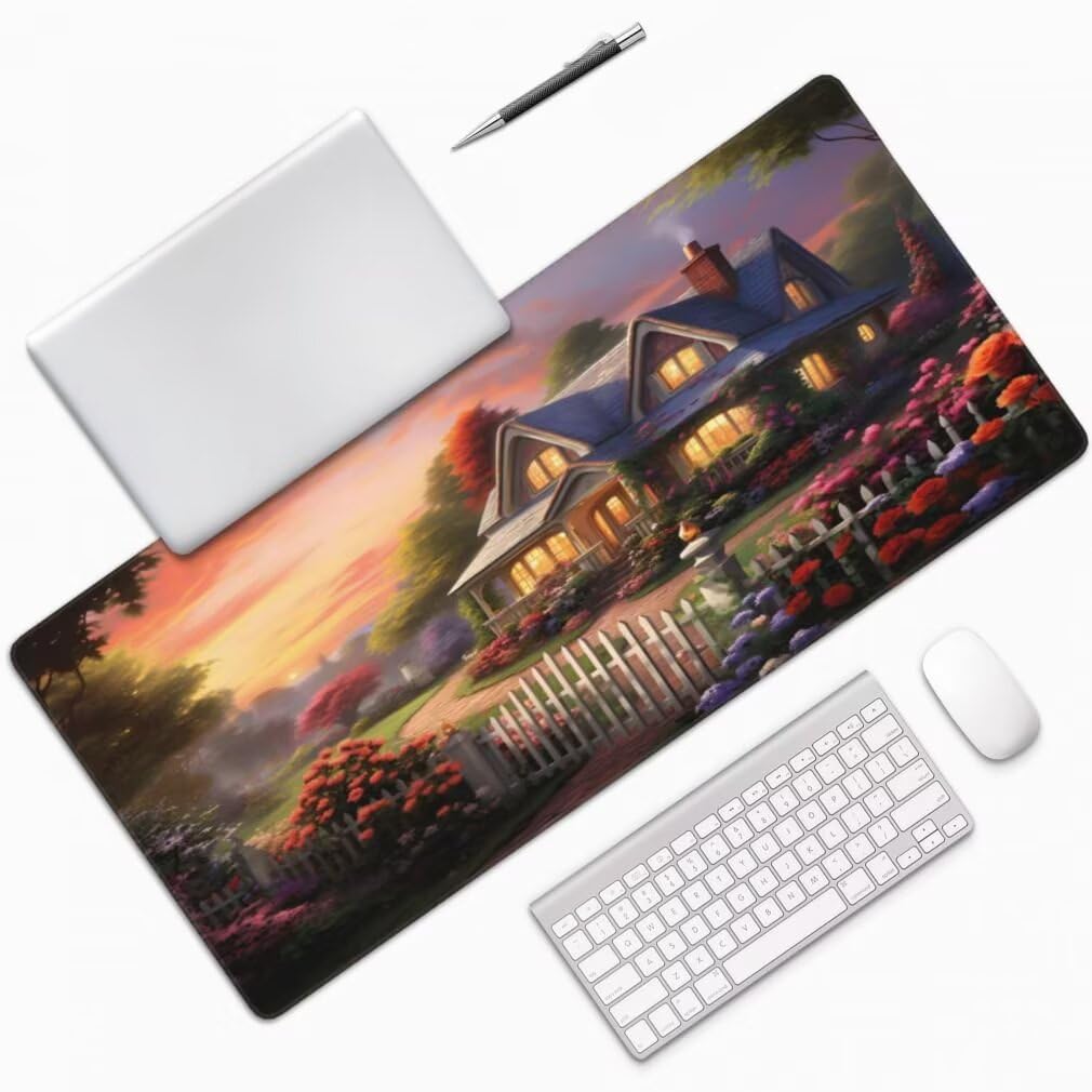 Tappetino Mouse XXL 1000x500mm Casa da Sogno Grande Mouse Pad, Tappetino Scrivania con Bordi Cuciti, Grande Mousepad Gaming con Base Antiscivolo per Giocatori, Ufficio e Casa (Paesaggio) -MP1598