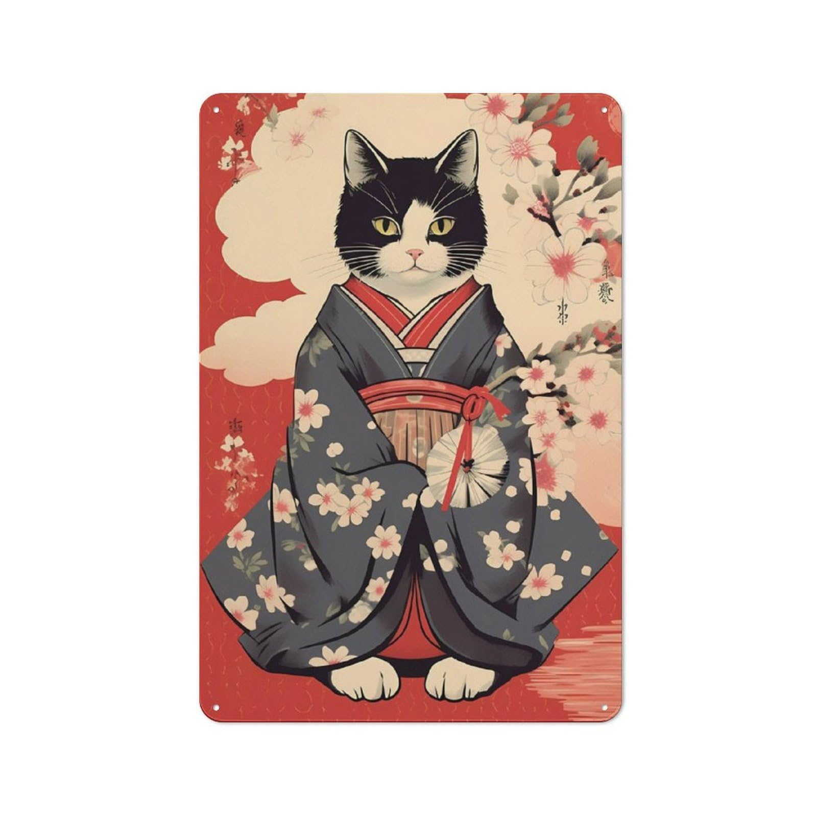 Junmoney Japanese Cat 9 Vintage Tin Sign 30X20cm With For Guest Room Or Hallway, For Collectors Decorating Guest Rooms And Hallways