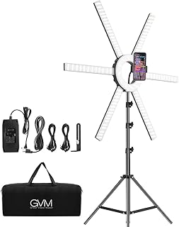GVM Great Video Maker 600S LED Ring Light, 90W Dimmable Led Video Light Kit with Detachable Light Bars, Photography Lighting Led Video Lighting Kit for Live Broadcast, YouTube, CRI 97+ 3200K-5600K