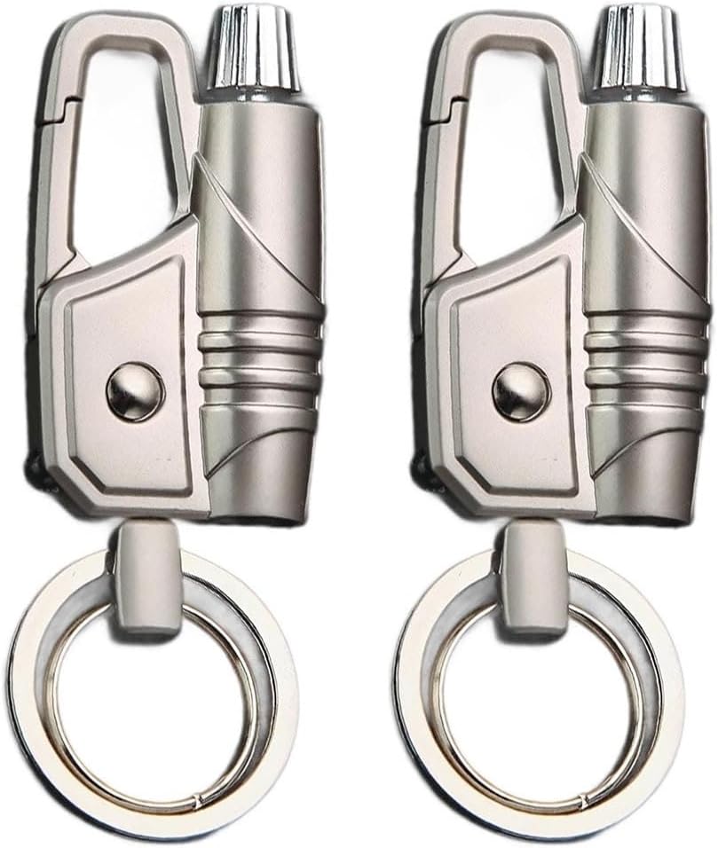 Matches Kerosene Lighter Keychain Outdoor, Reusable, Camping Grill Mountaineering Hiking Tools(2pack Silver)