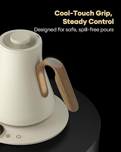 Miniatura 6 de Cocinare FLOW B9 - Hervidor eléctrico de cuello de cisne, control de temperatura preciso para verter café y té, interior de acero inoxidable,