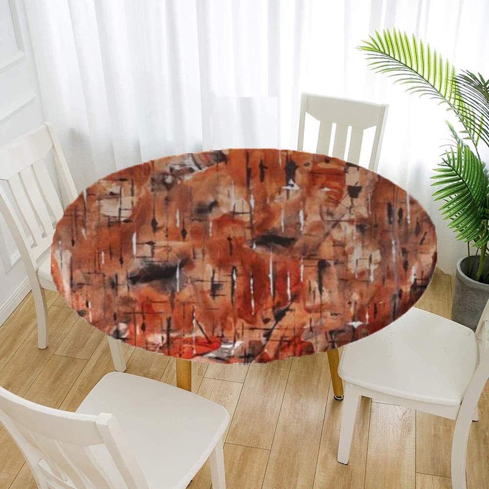 Marble Round Table Cloth, Marble Texture, Suitable for Dining Tables, self-Service Parties and Camping, Fit for 56" Table,