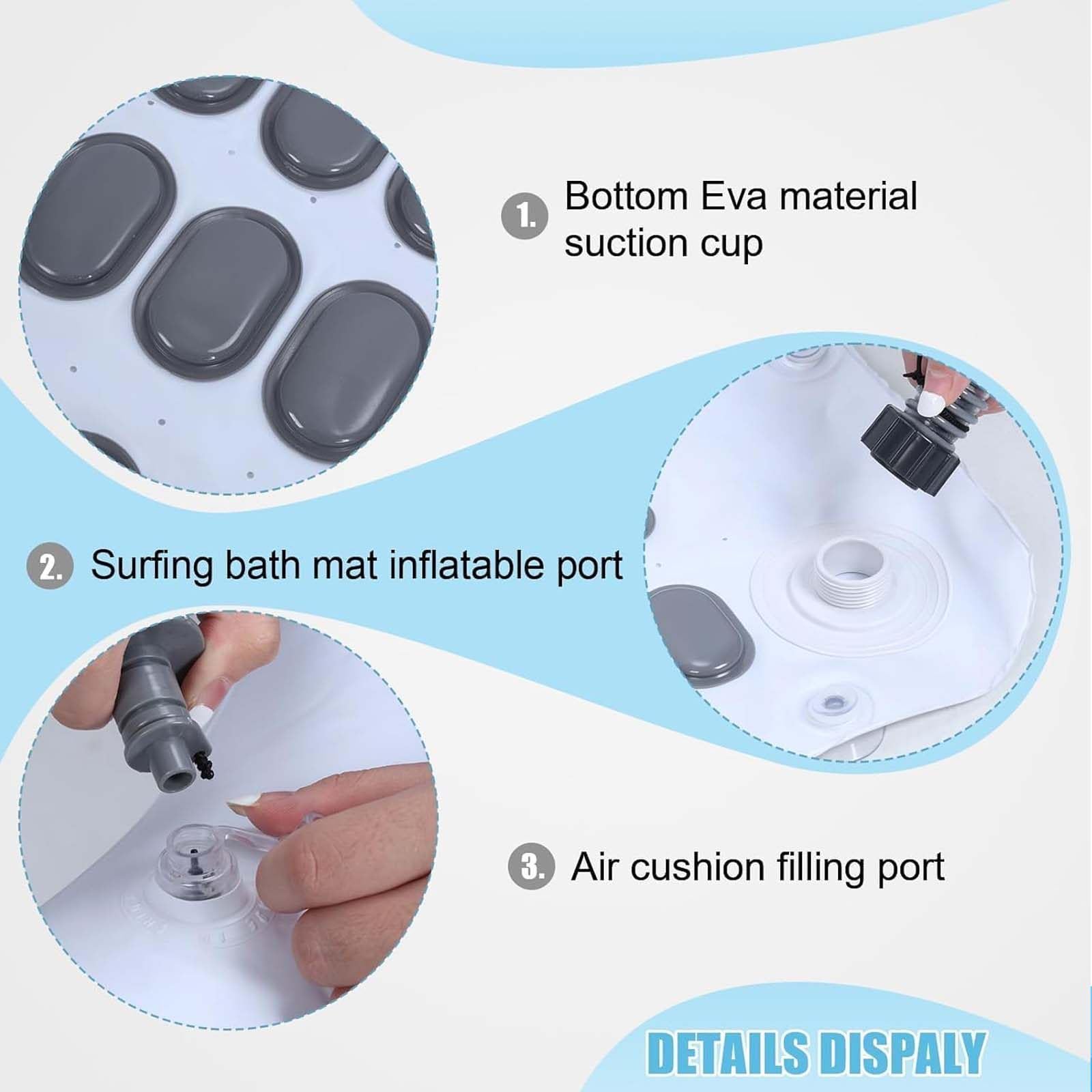 Alfombrilla de baño de masaje, diseño antideslizante impermeable con potente bomba de aire, ajuste de 6 velocidades para un mejor sueño, 114 cm de longitud, experiencia de spa perfecta en casa