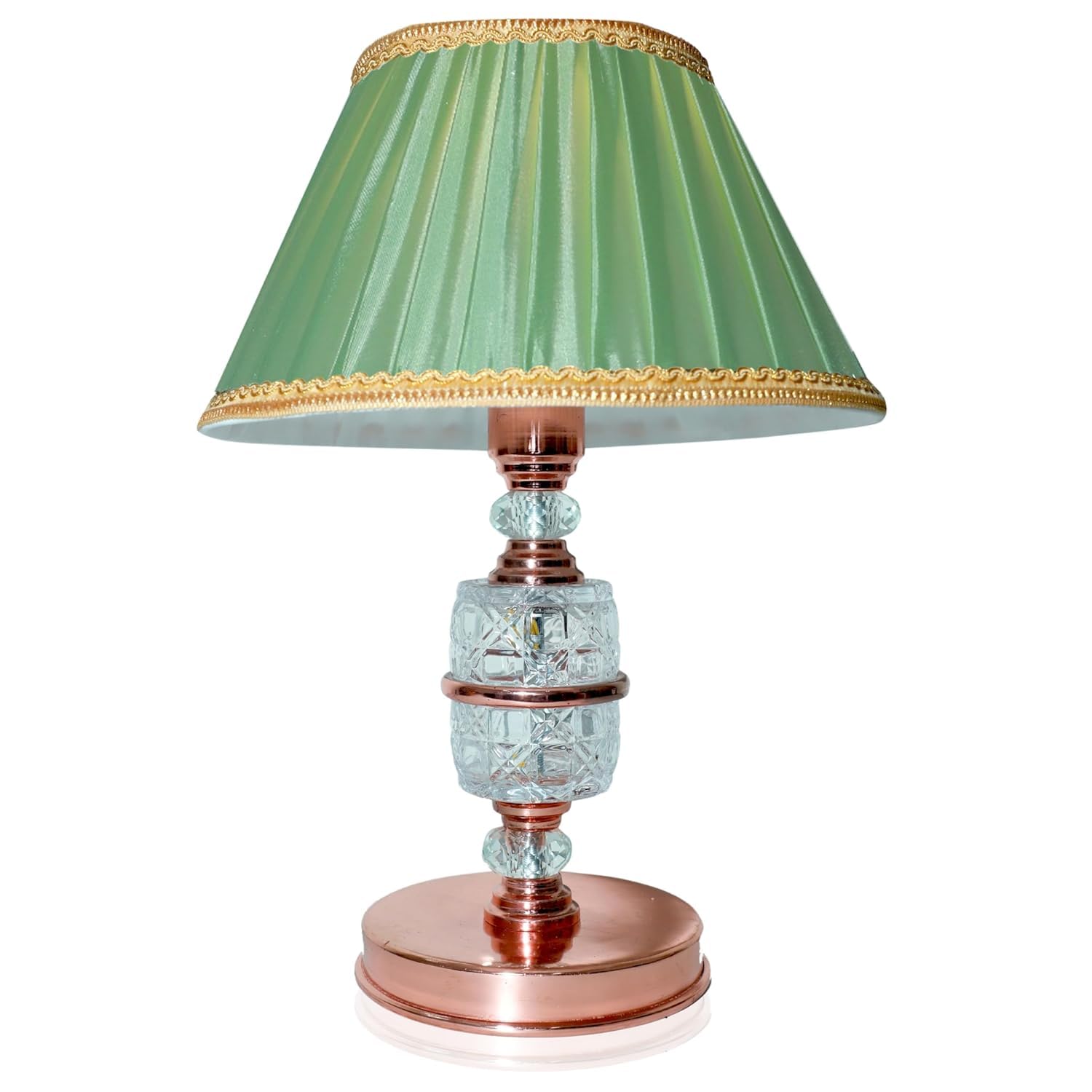 Stainless Steel Rose Gold Finished Table Lamp with Crystal Features & Multiple Shade Options – Graceful Accent Lighting for Style (Green, Medium)-image-38