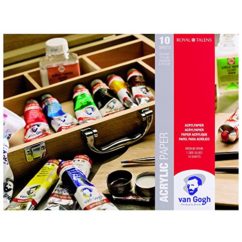 Royal Talens-Van Gogh Bloc De Papel Para Acrílico 10 Hojas 370 G / 173 Lb Tamaño 24 X 32 Cm / 9,4&Quot; X 12,6&Quot; (93162432), Color Arándano, 9.4&Quot; X 12.6