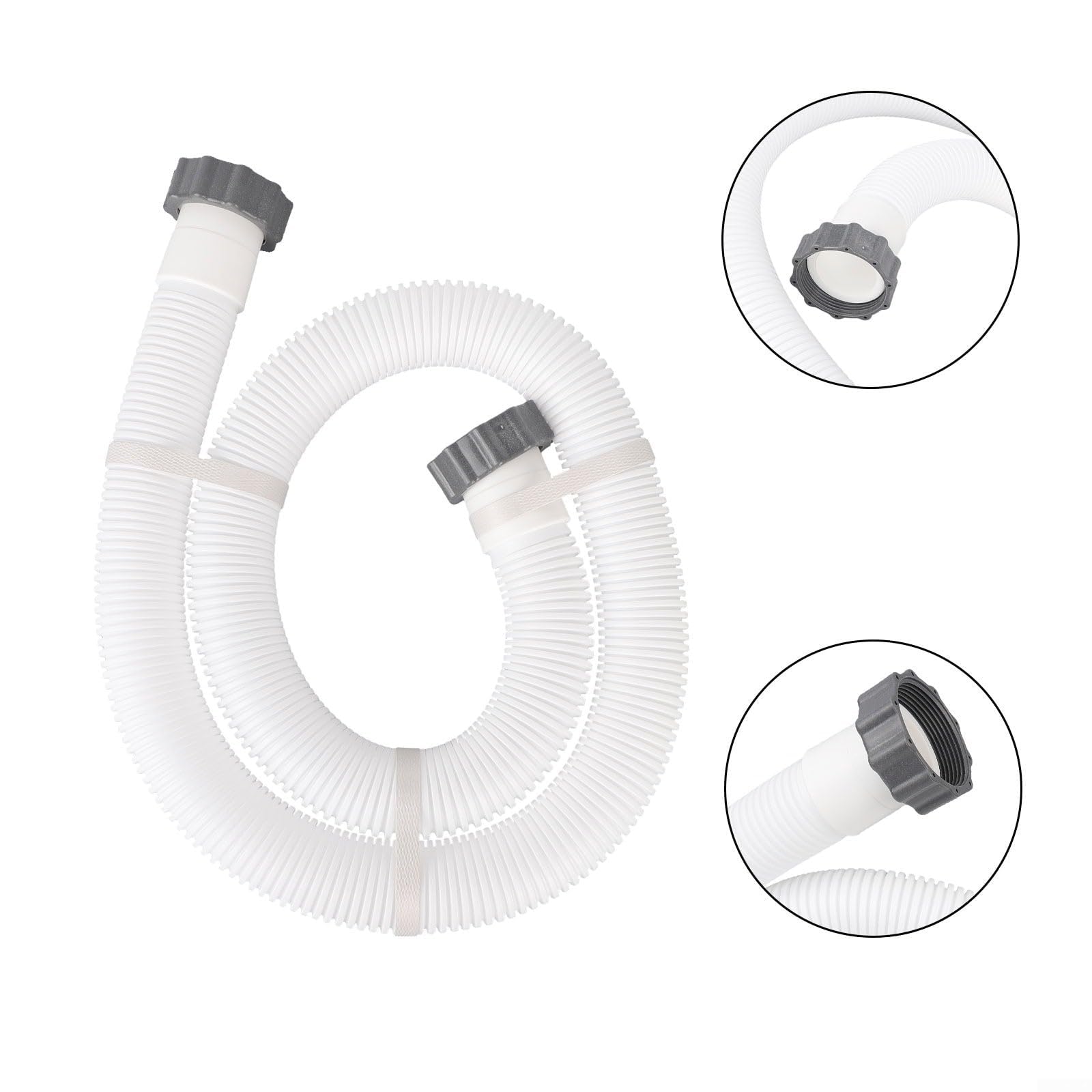 Tubo flessibile per piscina compatibile con Intex, 3,8 cm x 159 cm, per modelli di pompa di ricambio 29060E, include dadi a vite, facile da installare
