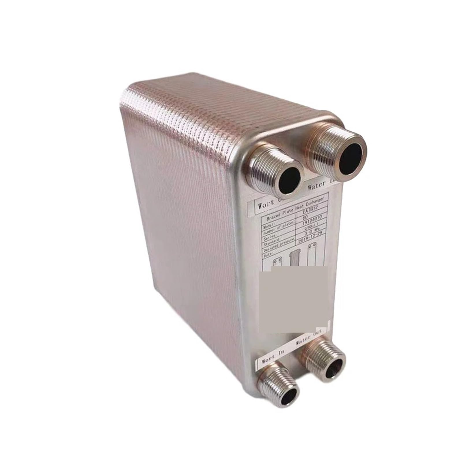 Domojt One Color Plate Heat Exchanger 60 Plates Plate Heat Chiller Cooler 304 Stainless Steel