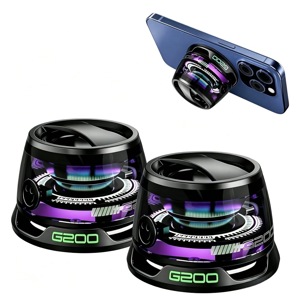 Magnetic Bluetooth Speaker with RGB Light & Built-in Stand(2 Black) | Sticks to metal for hands-free viewing. Beat-driven glow for any vibe. 8-hour runtime nonstop. Pair 2 gadgets at once-image-15