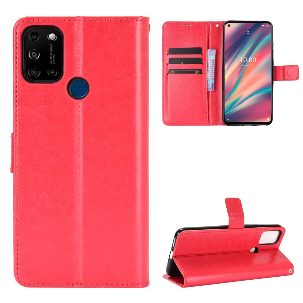 Custodia Portafoglio Con Supporto Per Wiko View 5 E View 5 Plus – Pelle PU, Chiusura Magnetica, Slot Per Carte, Colore Rosso - 2