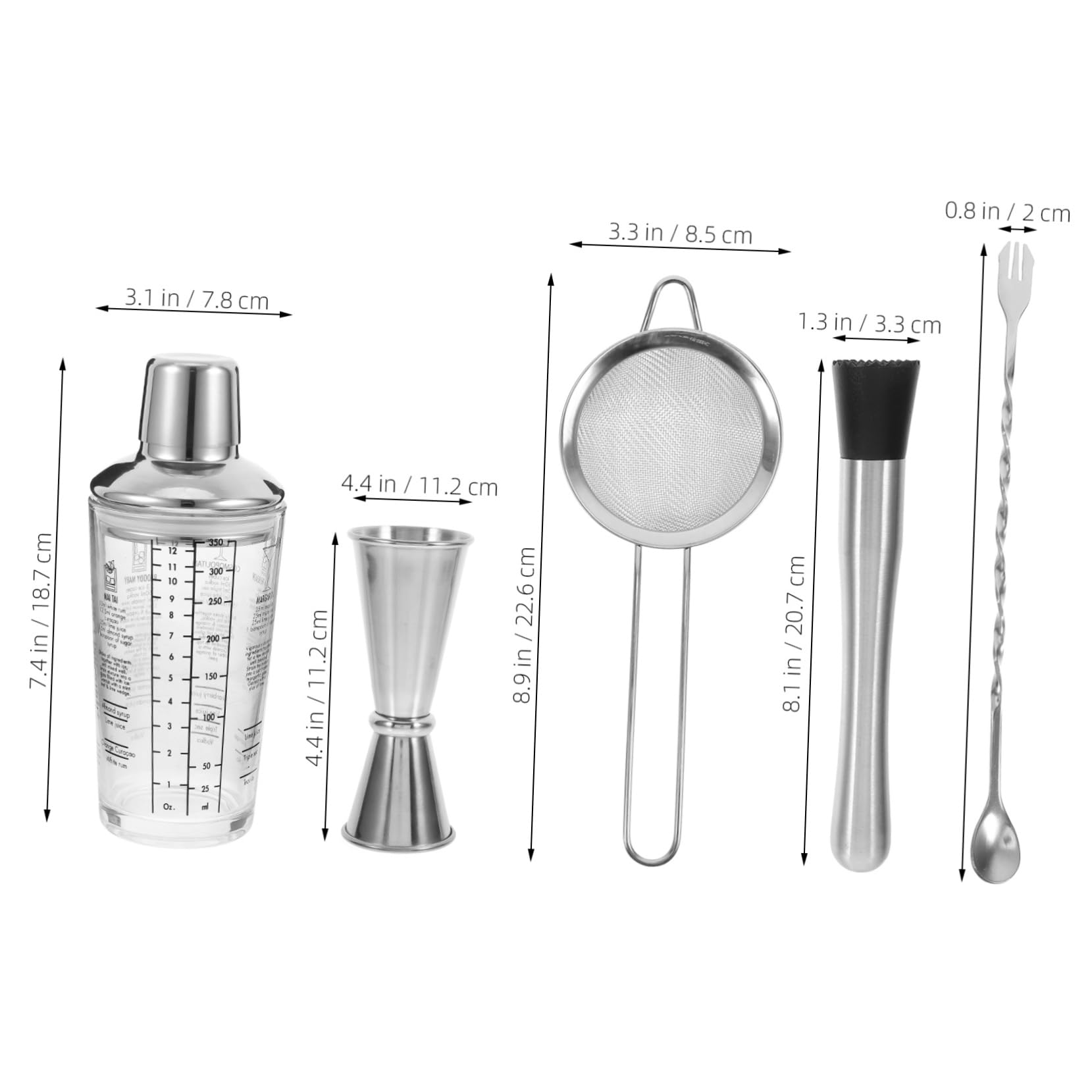 COLLBATH Juego de Coctelera de Vidrio y Acero Inoxidable 350ml, Medida Precisa y Agarre Cómodo, Adecuado para Bares y Cafeterías