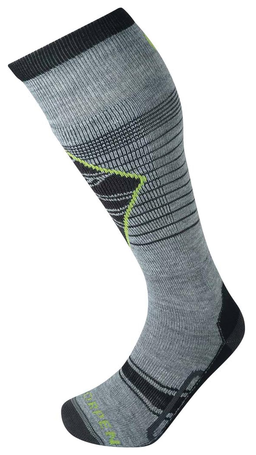 Lorpen T2 Mens Ski Eco Light Sock, Great for Winter Sports, Eco-Friendly & Sustainable, Tall and Cushioned, Grey, Size Large