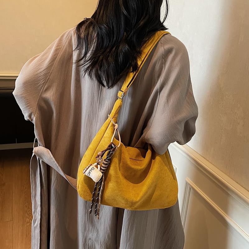 Slouchy Hobo Bags for Women Faux Suede Shoulder Bag Everyday Purse Soft Foldable Vintage Slouchy Bag Hobo Purse with Zipper3