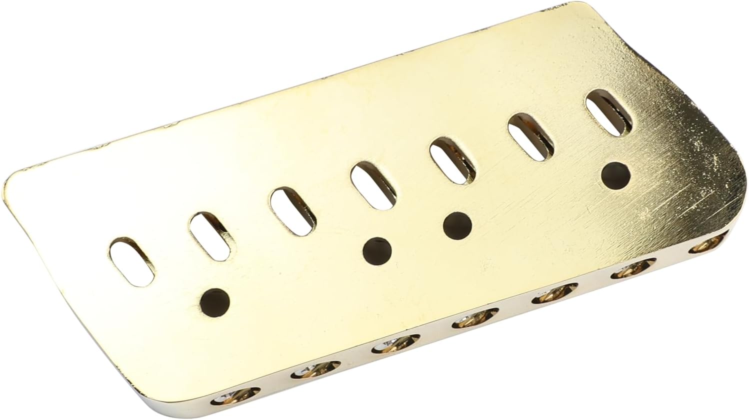 7 String Guitar Fixed Bridge 10.5mm Zinc Alloy Fanned Frets Electric Guitar Hardtail Bridge Compatible with Telecaster Tele Strat Stratocaster Electric Guitar Replacement Parts (Gold)