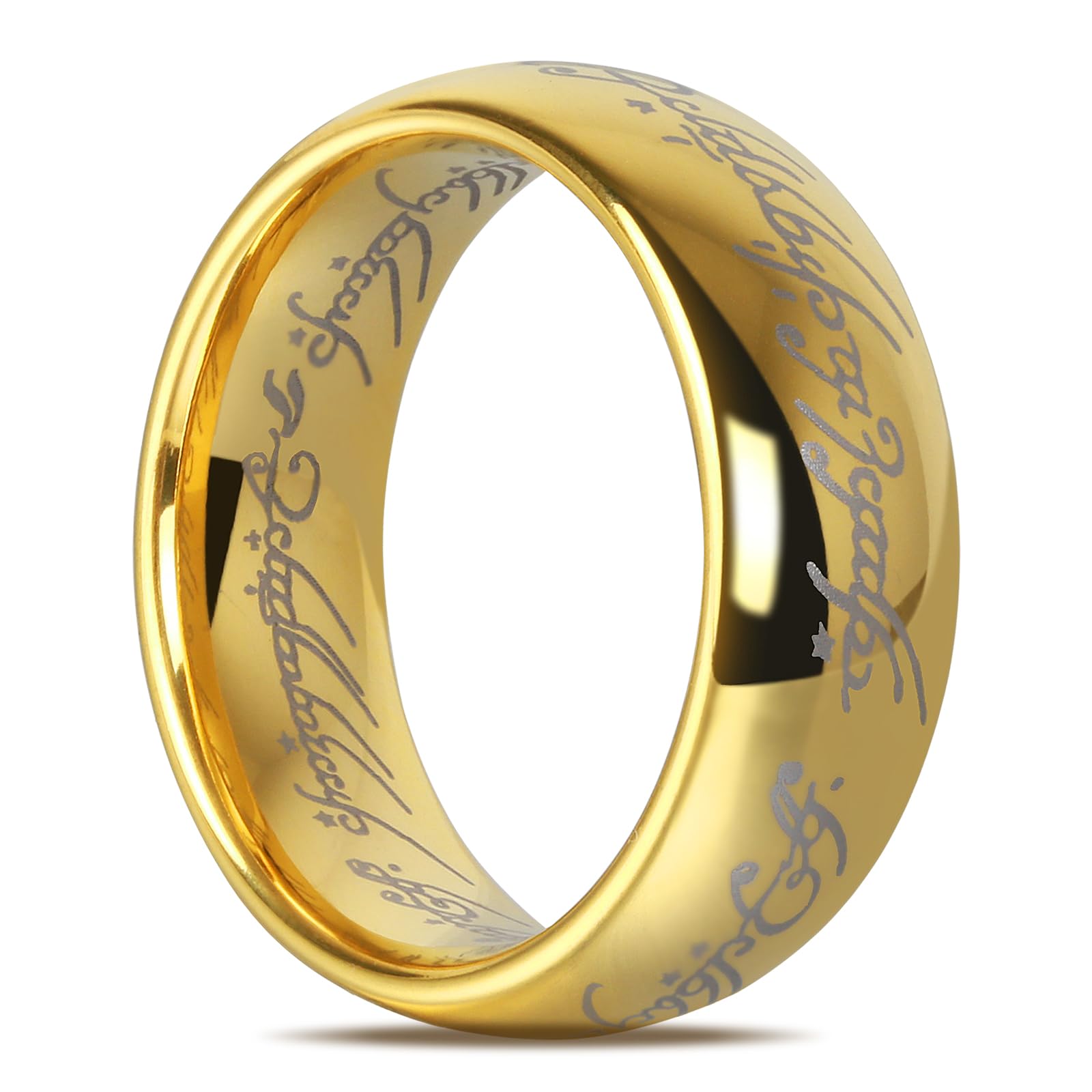 The Lord of the Men's Wedding Band 6MM 8MM Magic Power Tungsten Wedding Band Rings For Men Women Golden Rings Comfort Fit Size 5-14