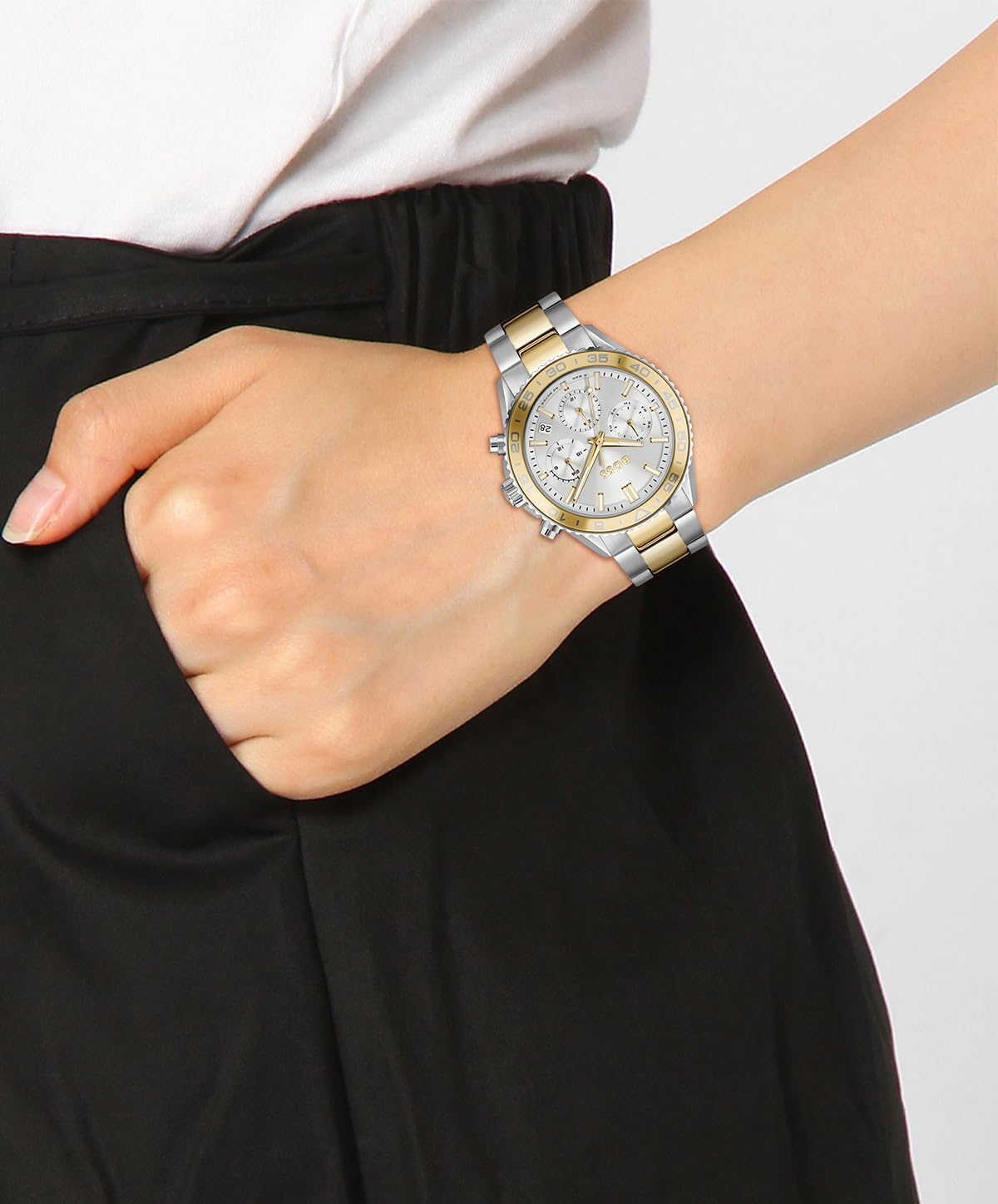 BOSS Runner for Her Women's 38mm Multifunction Stainless Steel Wristwatch - Water Resistant up to 5ATM/50 Meters, Modern Boyfriend Style