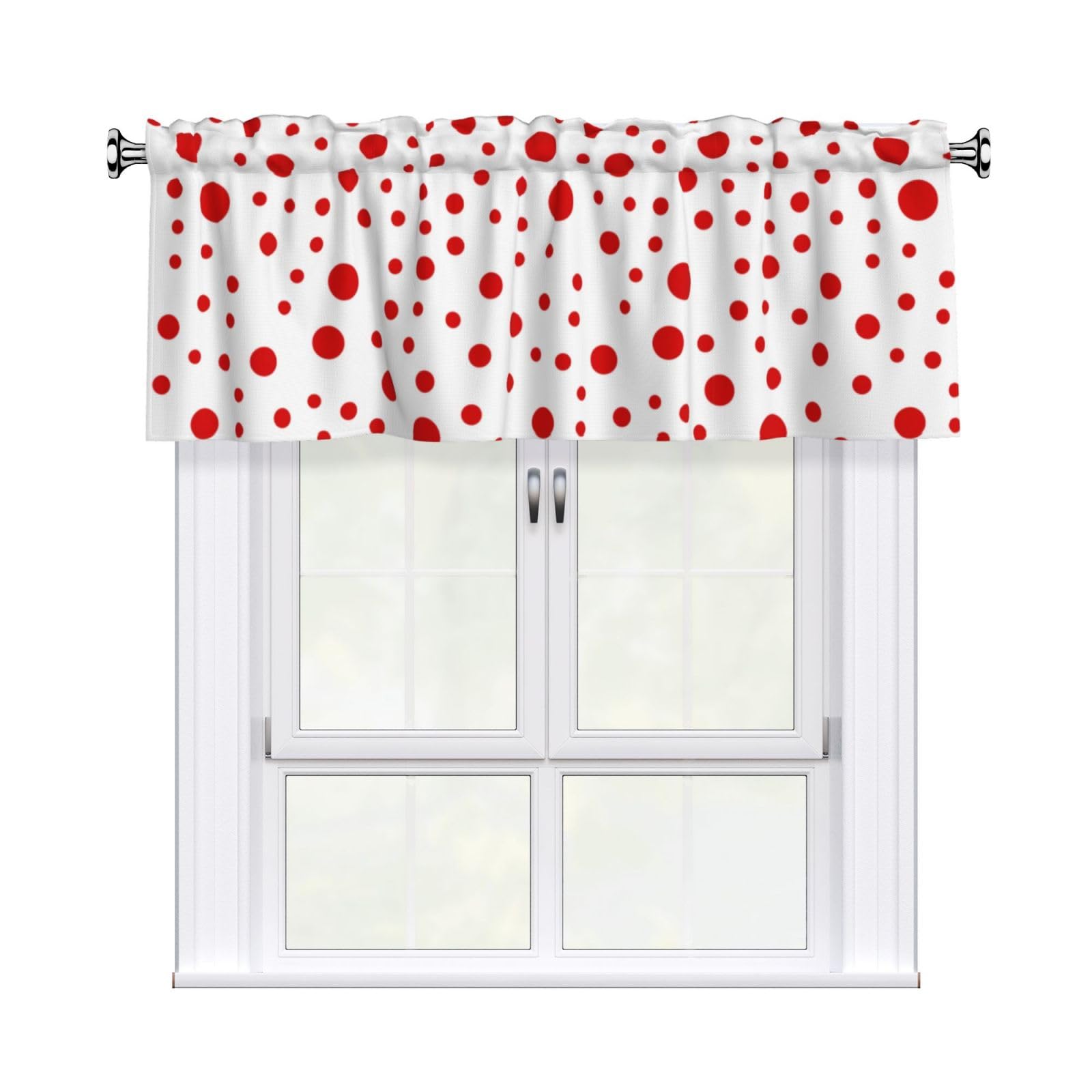 Noble Ren Red Dots Short Curtain Valance 54x18in For Kitchen Bathroom Cafe Living Room Decoration
