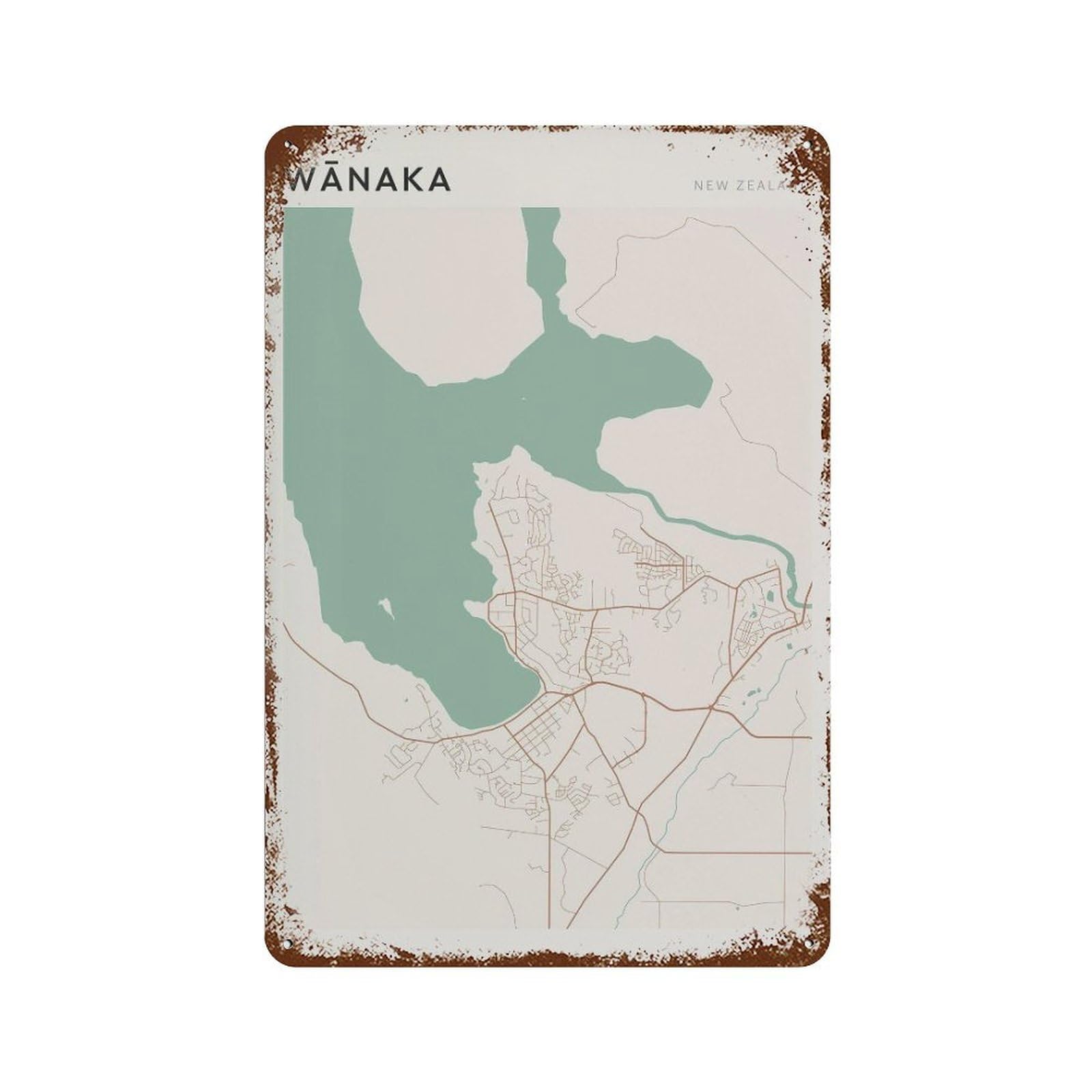 xiaoxiaoshen Wanaka Map New Zealand Wall Decor Art Metal Tin Poster Modern Home Decor Art Home Bar Shop Decorations Vintage Sign 30x20cm
