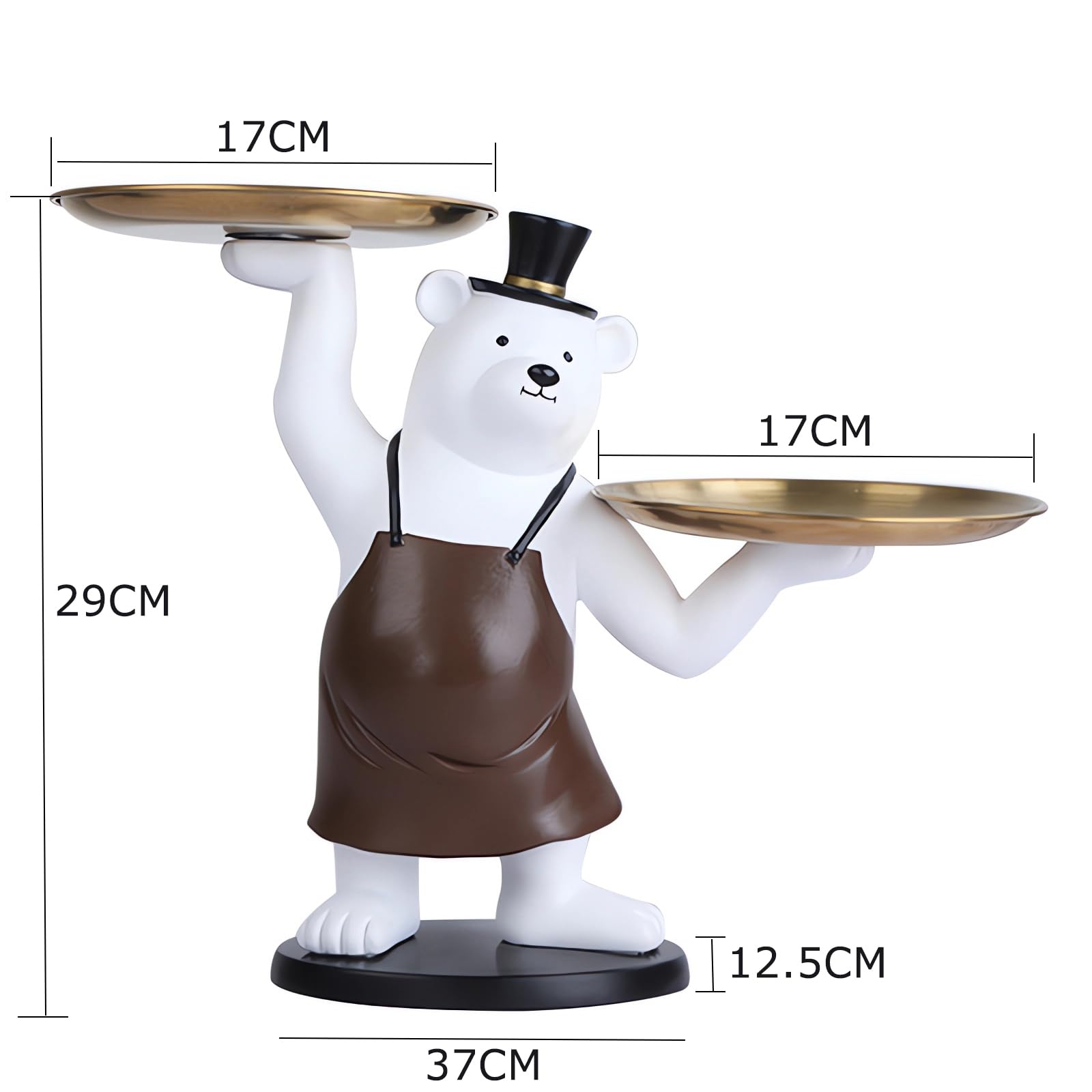 Amazon.co.jp: 皿を捧げるクマ 置物 キー収納 金属 トレイ エプロンを