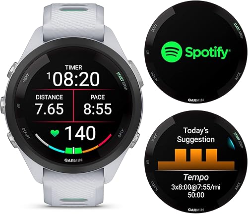 Miniatura 4 de Wearable4U Garmin Forerunner 265S Music GPS Running 1.654 in Smartwatch, Whitestone con pantalla táctil AMOLED de 1.1 pulgadas, paquete de