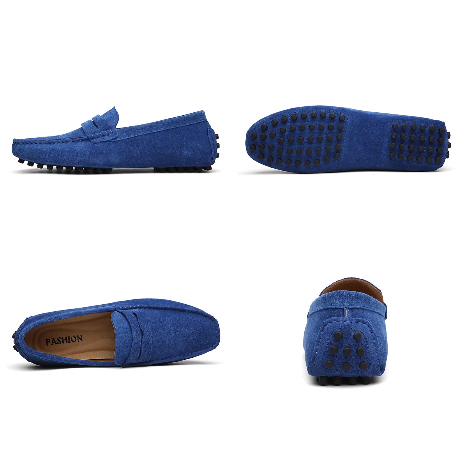 LZQpearl Hommes Chaussons Mocassins, Chaussures Plates pour Hommes en Cuir Suédé, Penny Loafers Décontractés à Enfiler sur Le Pont du Bateau pour Adultes Et Adolescents Unisexes