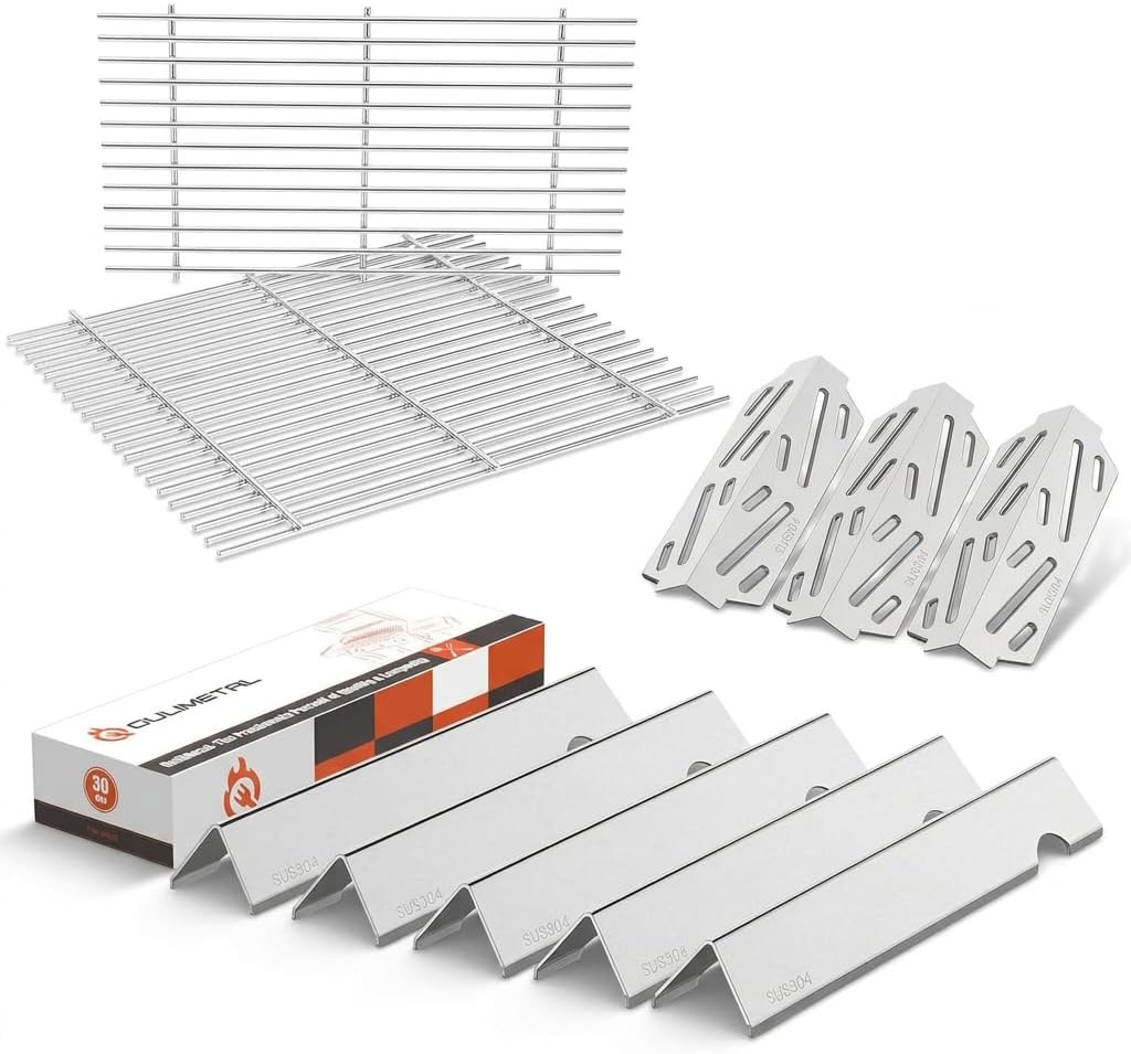 QuliMetal 18.75" SUS304 Grill Grates, Genesis ii Flavorizer Bars Heat Deflector Replacement Parts for Weber Genesis II 300 /LX 300