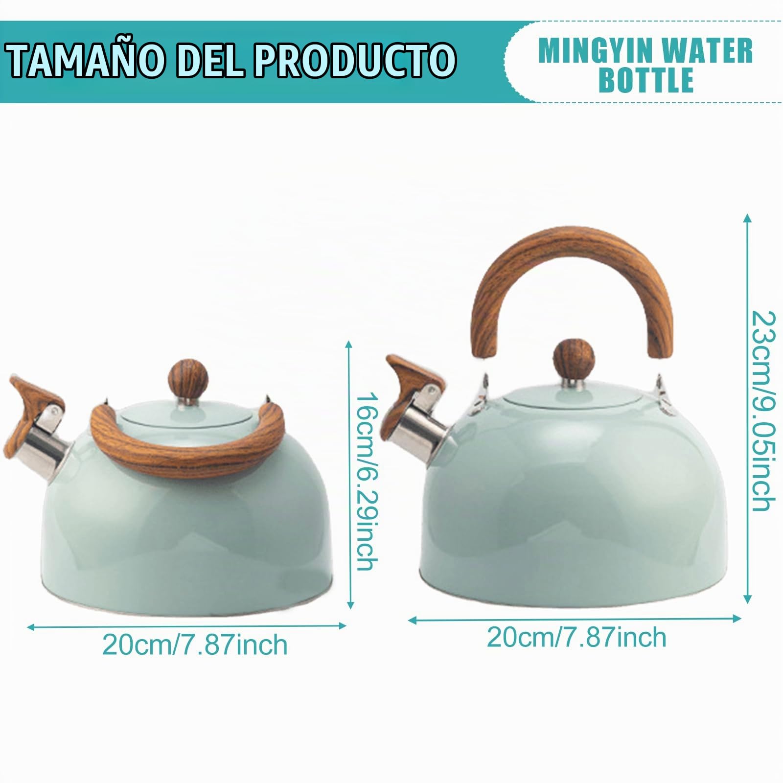 Hervidor de agua de 3 L, acero inoxidable, estilo retro, para todo tipo de cocinas, flautas, silbato con asa, tetera con silbato automático, hervidor de agua moderno de inducción para cocina de gas e