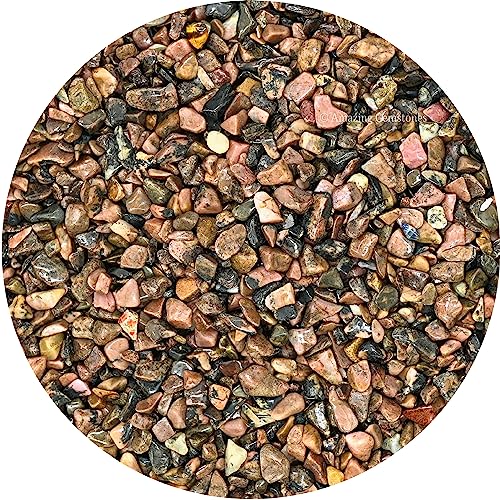 Image of Amazing Gemstone Rhodonite Crystal Chips Aquarium Gravel Rocks - 1000+ Carat Bloodstone Chips Bulk Fish Tank Gravel, Small Tumbled Stone Chips and Tiny Crystals for Decoration (AAA Grade Gemstones)