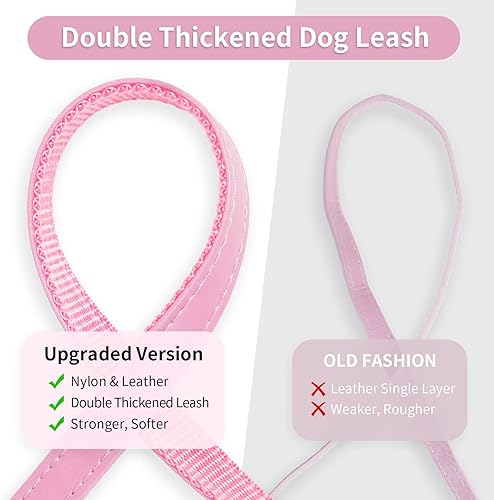 Miniatura 10 de Epesiri Collar de perro con tachuelas con una correa, collares de cuero artificial con remaches, collar de cuero ajustable y duradero para mascotas