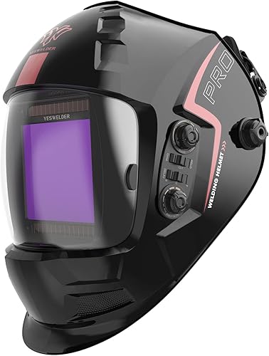 YESWELDER Casco de soldadura de oscurecimiento automático con pantalla de visión grande, lente hemisférica para soldadura de arco TIG MIG