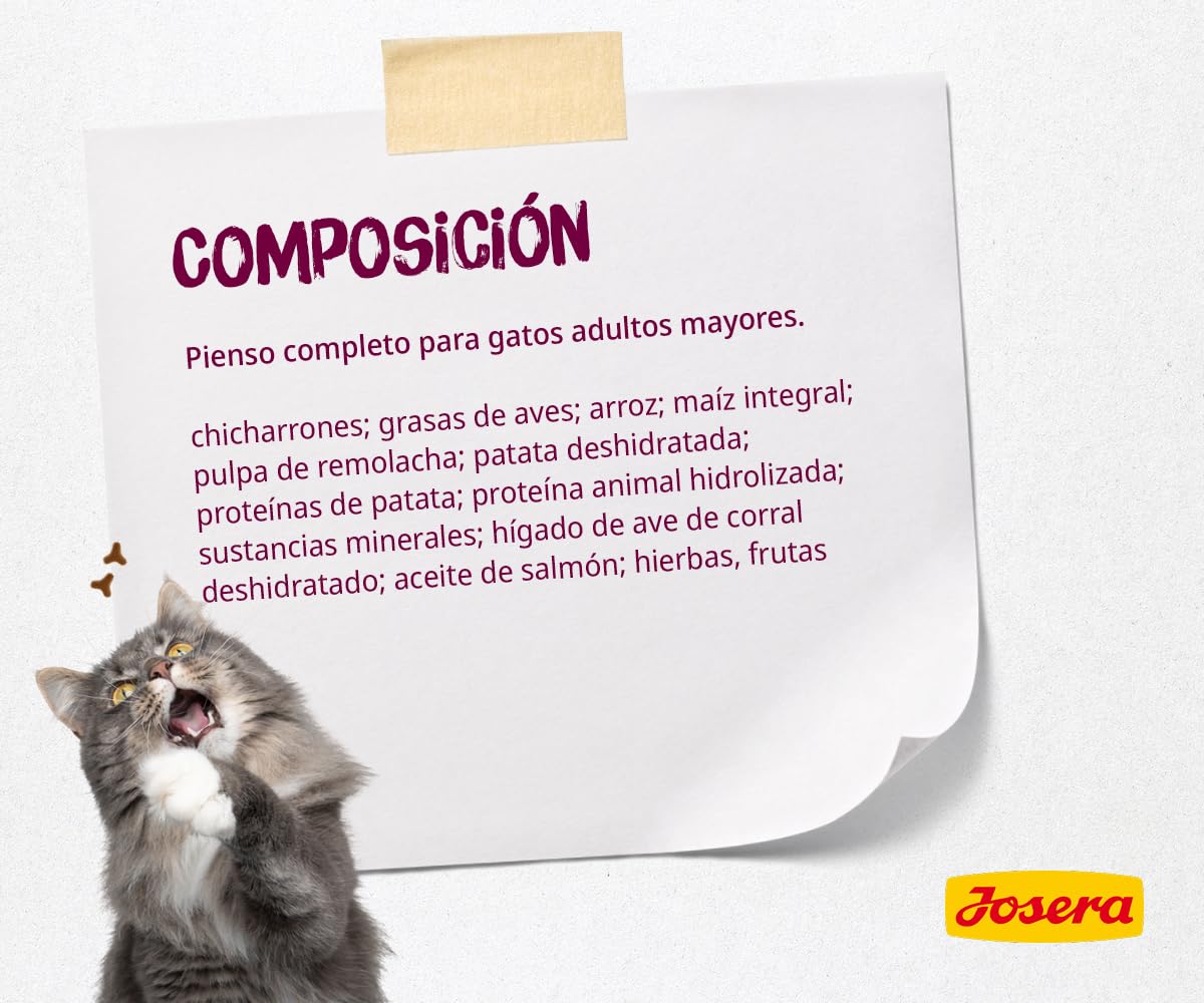 JOSERA Senior (1 x 10 kg) | Senior | Pienso seco Gatos Mayores o con insuficiencia renal | Aves y arroz | Fácil de digerir | Sin Cereales | Comida para Gatos | Pack 1