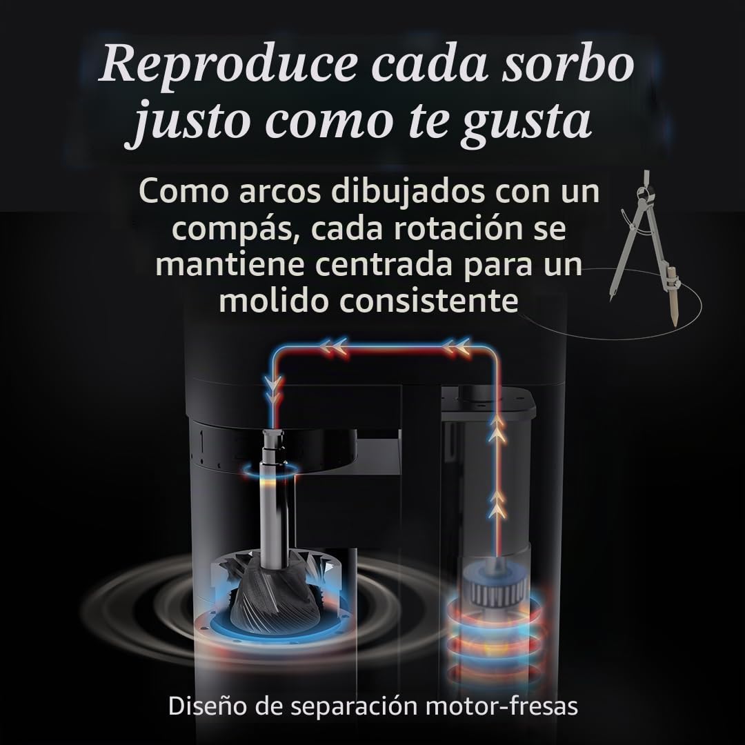 A4 Molinillo de café eléctrico de muelas, negro | Molinillo de espresso de dosis única, molinillo de muelas inalámbrico recargable por USB con baterías reemplazables