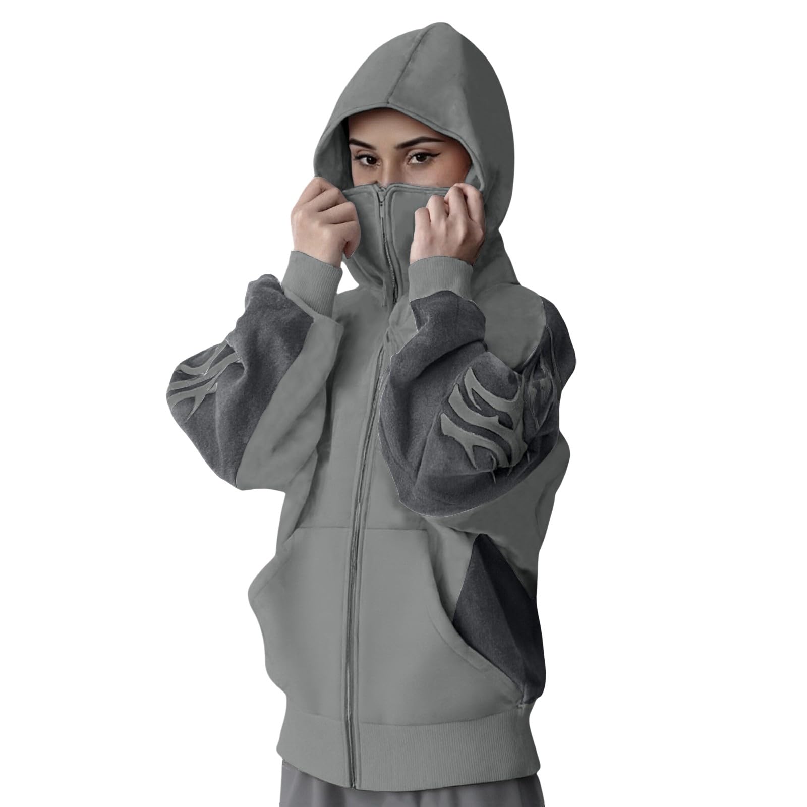 Sweat à capuche zippé pour homme - Cagoule - Masque facial