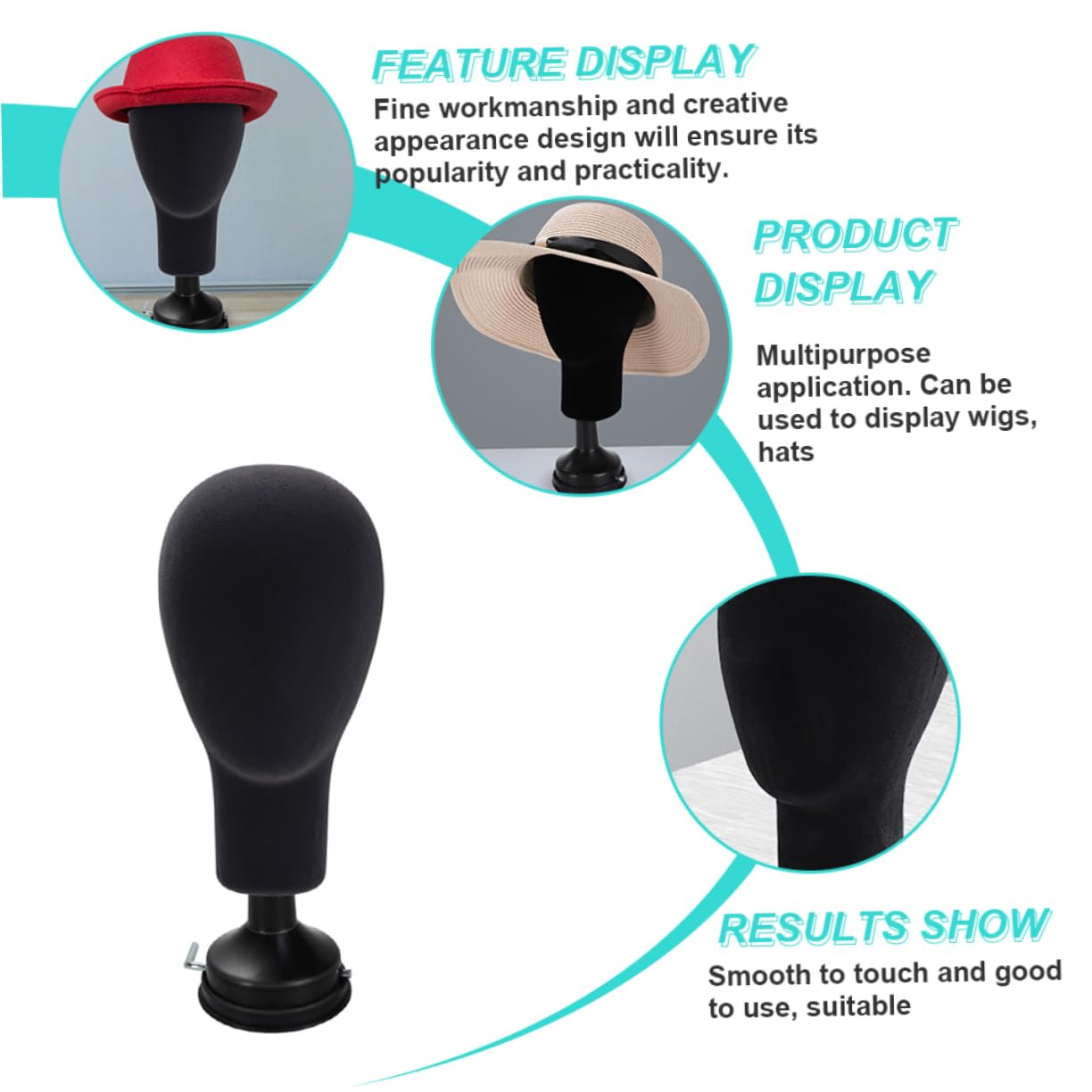 SHERCHPRY Men Mannequin Head Stand Model for Hats Wigs Accessories Display Lightweight Head for Cosmetology Training Scarf Headdress Showcasing for Salon Store Use