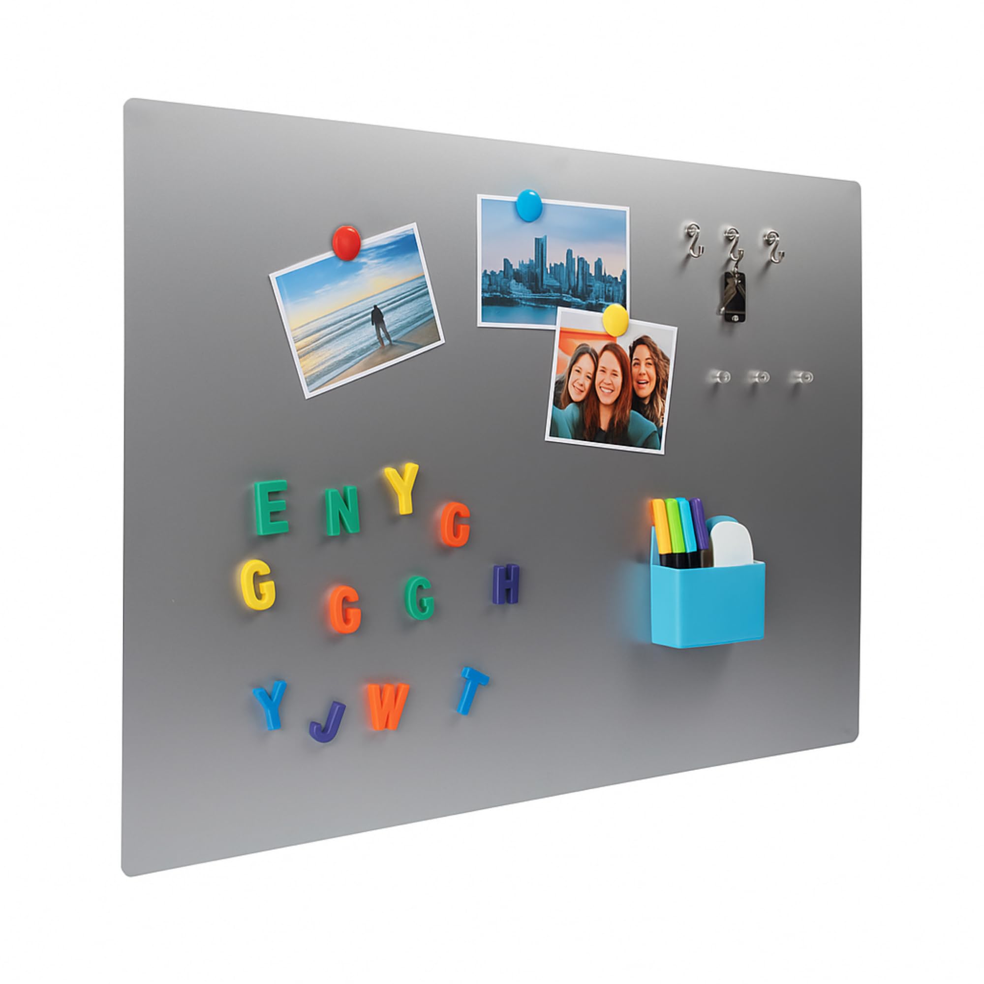 Ooivie A2 Magnetic Board for Wall (420 x 595mm, No Holes) - Magnetic Notice Board - Brushed Stainless Steel Magnet Board - for Home, Kitchen, Office or Study - Adhesive Mount Only