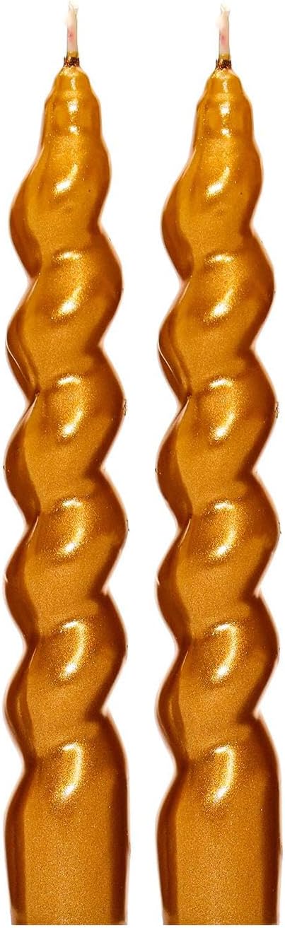 2'li Twirl Glow Gold Şamdan Mum Seti (18 cm)