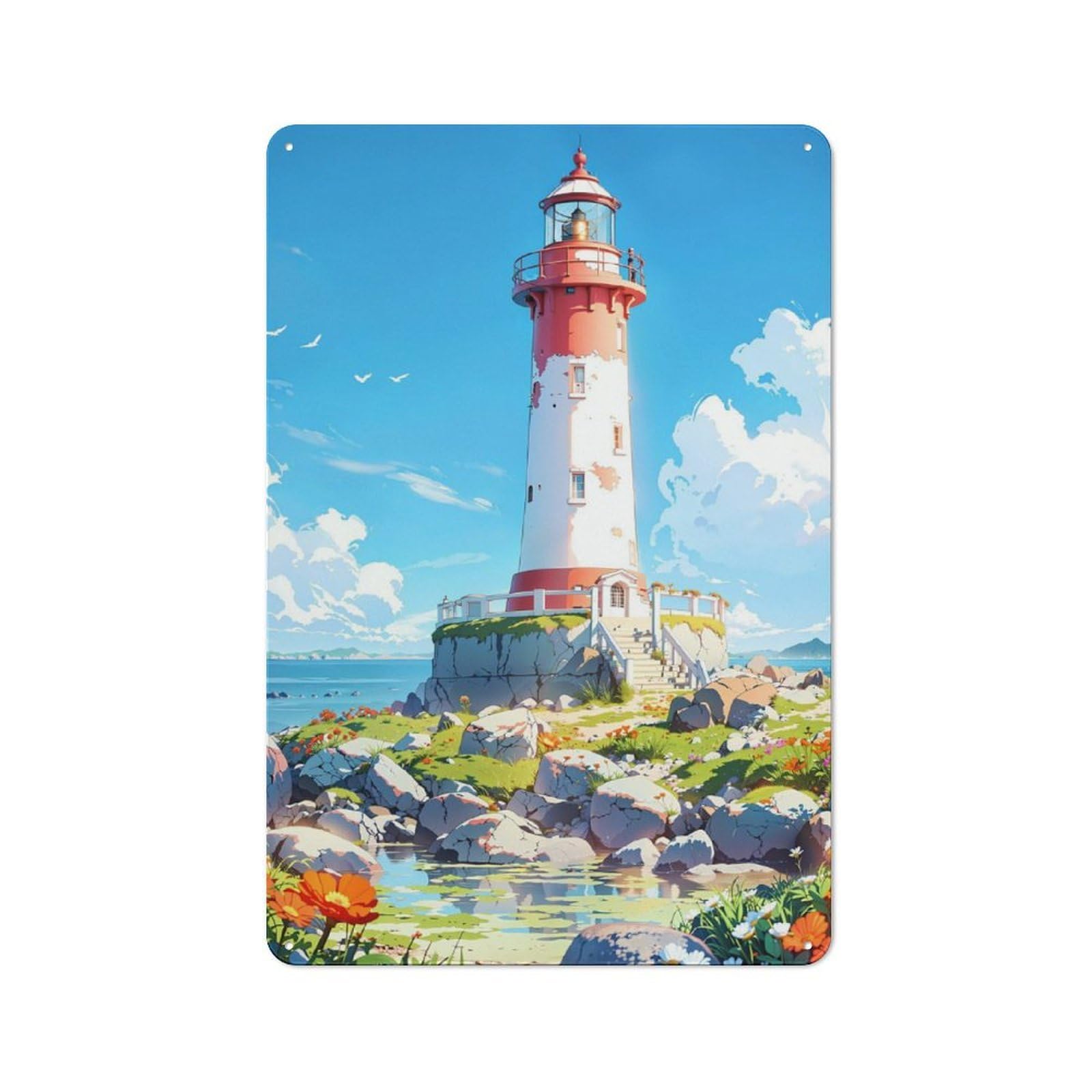 Junmoney Coastal Illumination Vintage Metal Sign 30X20cm For Workshop Wall, With Clear Vintage Wall Decor Character
