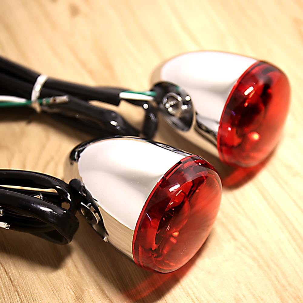 Intermitentes De Bala Cromados Traseros, Soporte Lente Roja para Harley Dyna Softail Fatboy FXDB Sportster 883 1200