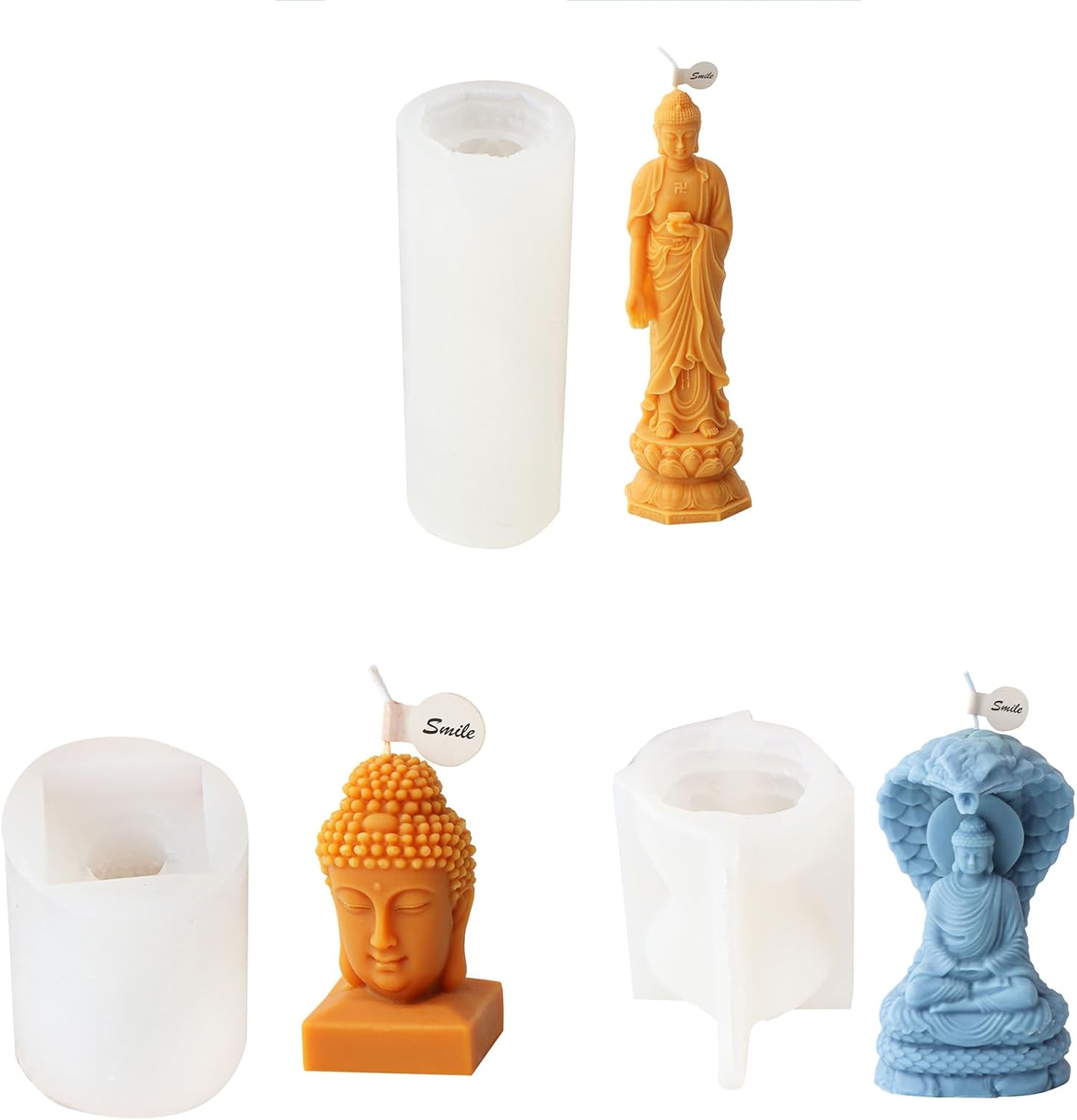 Buddhas Mold Religious Silicone Non-Stick Easy to for Making Plaster Home Decorations Molds for Molds for Soap and