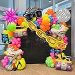 90s 80s Disco Theme Party Decorations, 171Pcs Balloon Arch Kit with Retro Disco Ball Radio Glasses Roller Skate Musical Note Chain Star Foil Balloons for Back to 90s 80s Hip Hop Birthday Supplies - Image 2