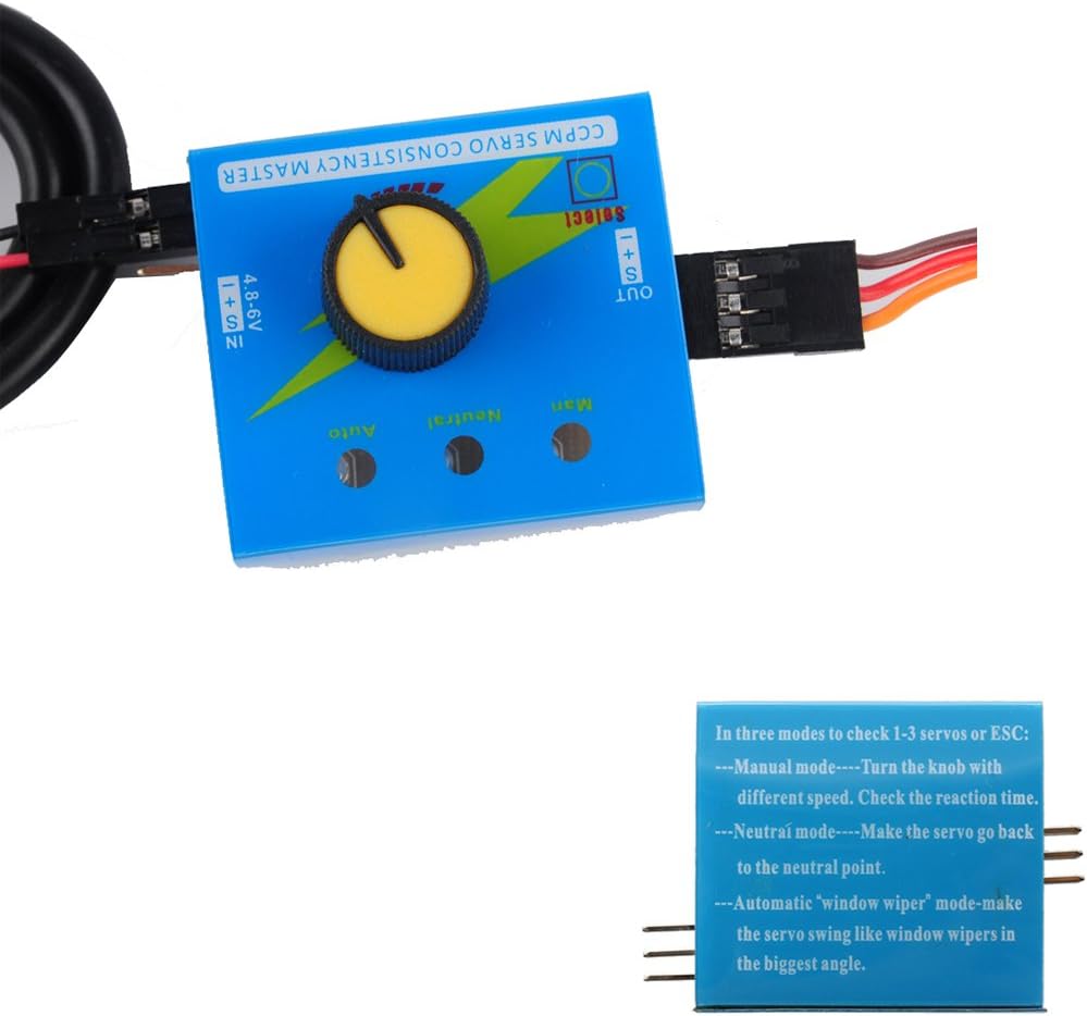 DS04-NFC 360 Degree Continuous Rotation Micro Servo Motor+3CH Digital Multi Servo Tester ECS RC Consistency CCMP Master Speed Controller for Helicopter Car Boat Servo