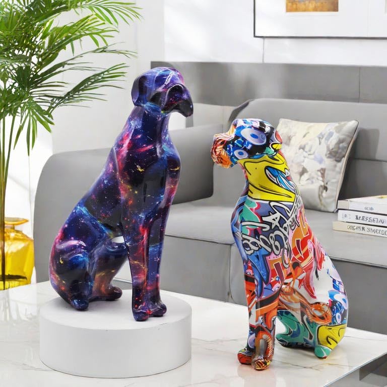Estatua de perro graffiti, escultura abstracta para decoración miniatura 4