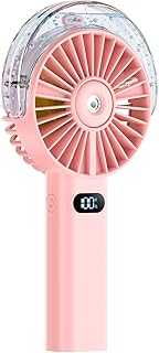 Otlonpe Handheld Misting Fan Portable, 4000mAh Rechargeable Battery Powered, Small Personal Mister Fan with Water Spray Cooling, 4-Speed Wind, LED Display, Hand Held Mist Fans (Pink)