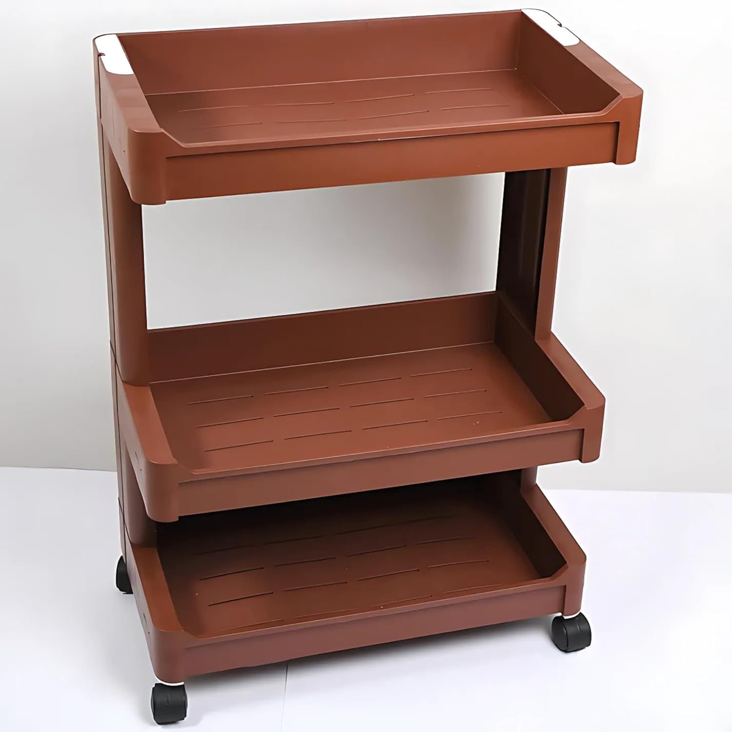 Drumstone Plastic Serving Trolley 3 Tier Rolling Storage Cart with Wheels Multipurpose Organizer Rack for Kitchen Bathroom Bedroom Office Salon Utility Cart Mobile Shelving-picture-10