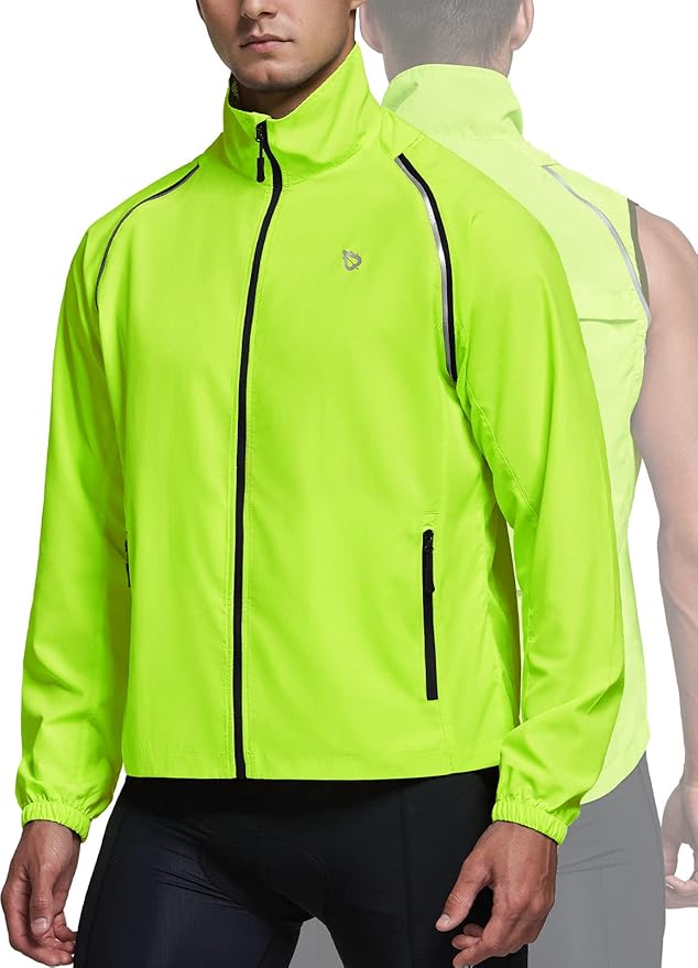 BALEAF Men's Cycling Jacket Removable Sleeves Windbreaker