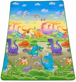 Tapete Infantil Térmico Dobrável 1,8x1,2m, Tapete de Atividades para Bebê e Criança, Estampa Dinossauro Colorido, Macio, Impermeável e Portátil