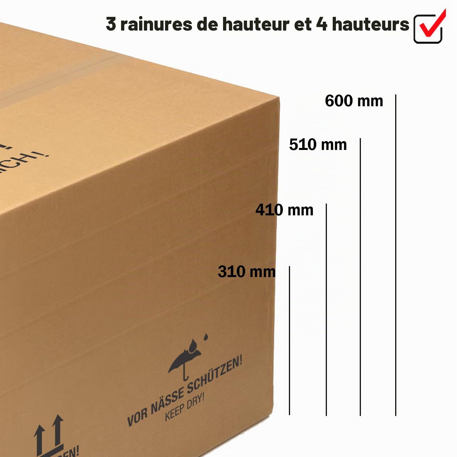 Boîtes pliantes KK Verpackungen, 2 parois | 2 pièces, 1200 x 600 x 600 mm, cartons d'expédition à double paroi rainures en hauteur selon Fefco 0201 | Boîtes à double paroi pour l'expédition de colis