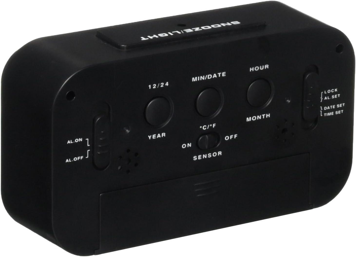 EIALA 5.4" Light-Sensor Smart Simple and Silent Alarm Clock w/Date Temperature Display Repeating Snooze and Sensor Light + Night Light Progressively Louder Wakey Alarm (Black)