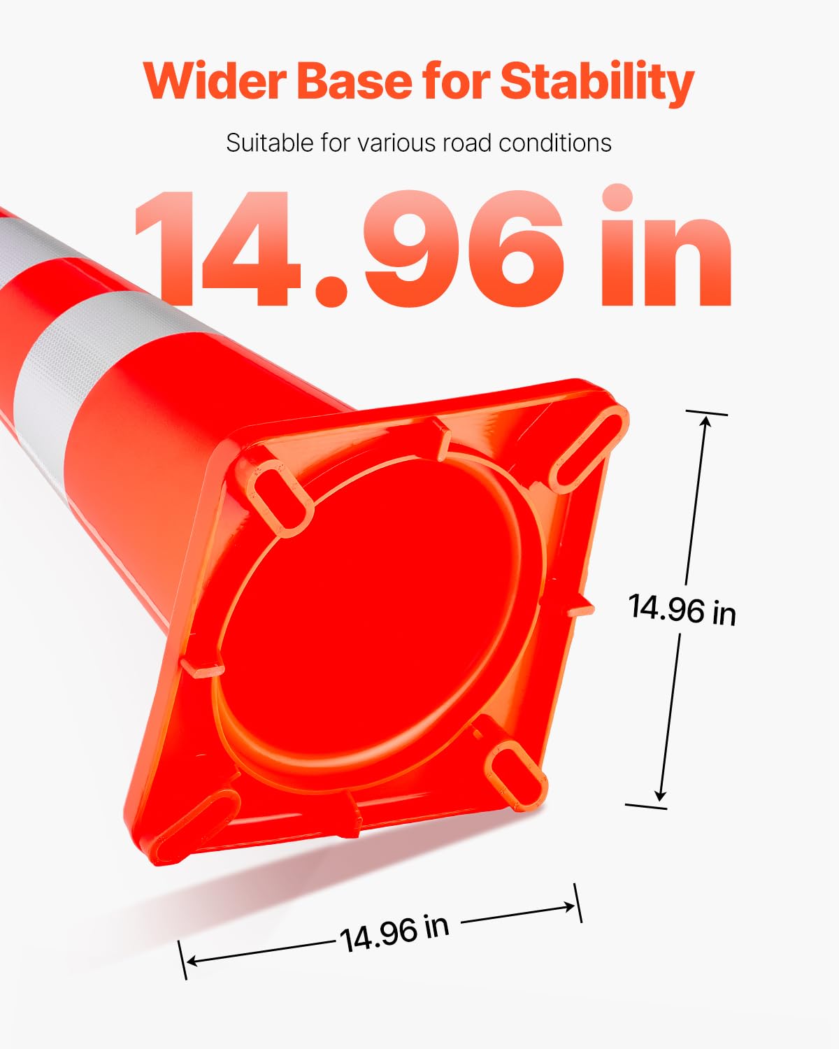 VEVOR 6 Stk. Sicherheitskegel, 6 x 36 Zoll Verkehrskegel, PVC-Baukegel, Reflektierende Kragen, Verkehrskegel mit Beschwerter Basis, Verkehrskontrolle, Parken auf Einfahrten und Schulverbesserungen