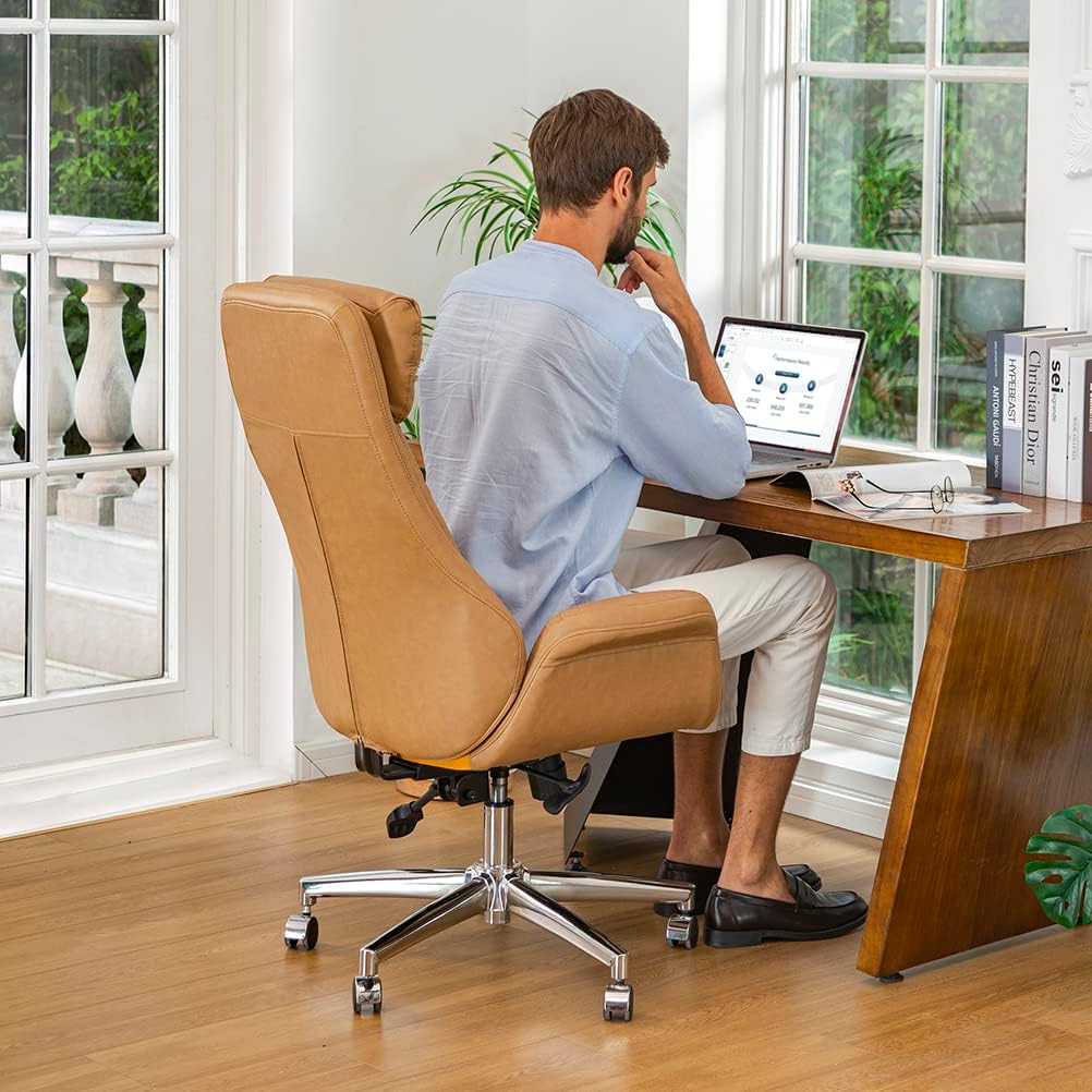 Glitzhome Modern High-Back Leather Office Chair Algeria Ubuy